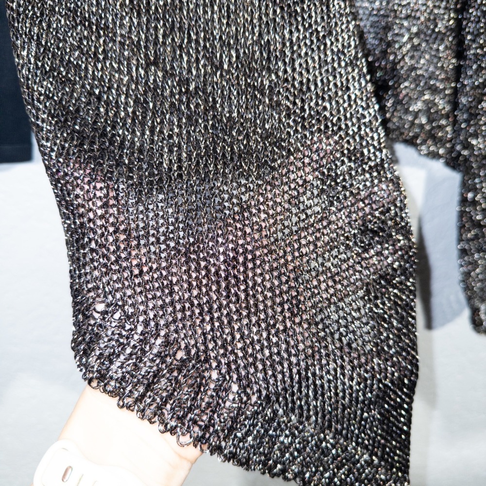 NWT Elie Tahari‎ Black & Gold Zareen Yarn Metallic Cardigan Sweater Size Small - Picture 4 of 10